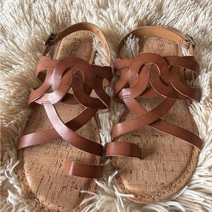 Korky Sangria Brown Leather Sandals New In Box